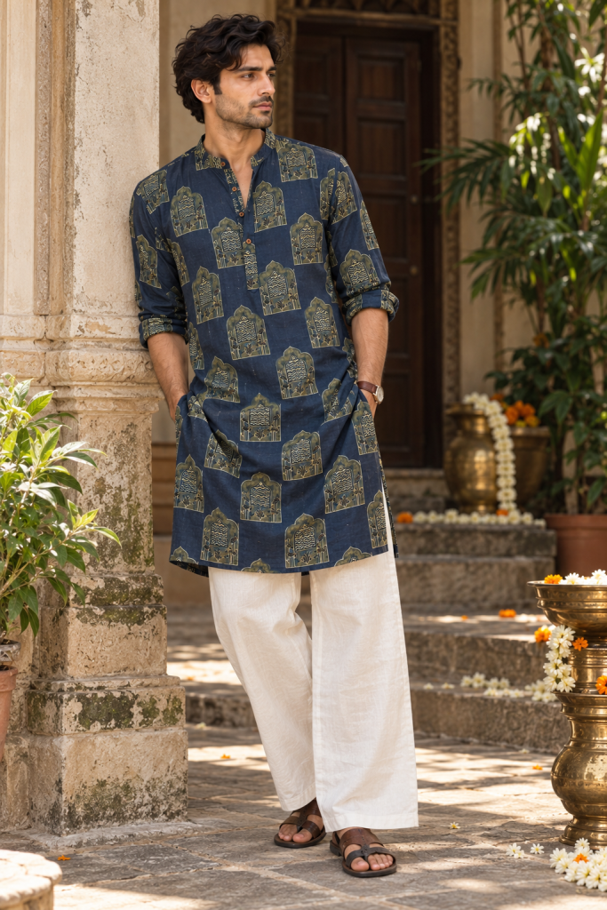 Mehraab Indigo Arch Kurta — photograph 4