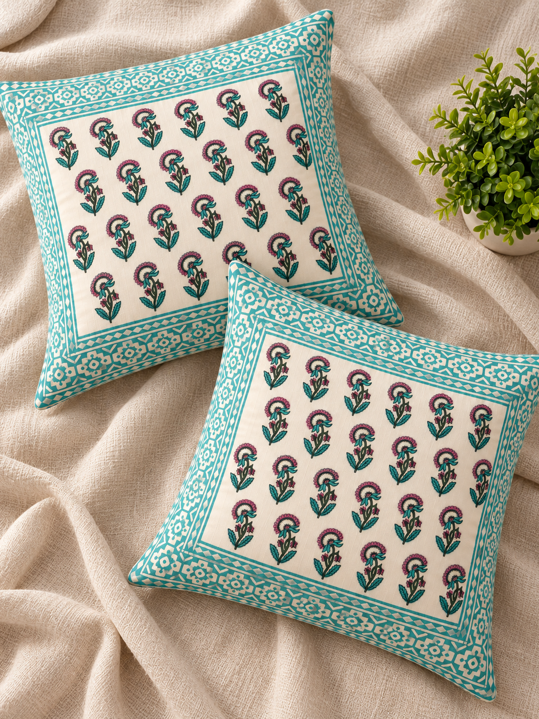 Alternative view of White Bagru Print Cushion Cover